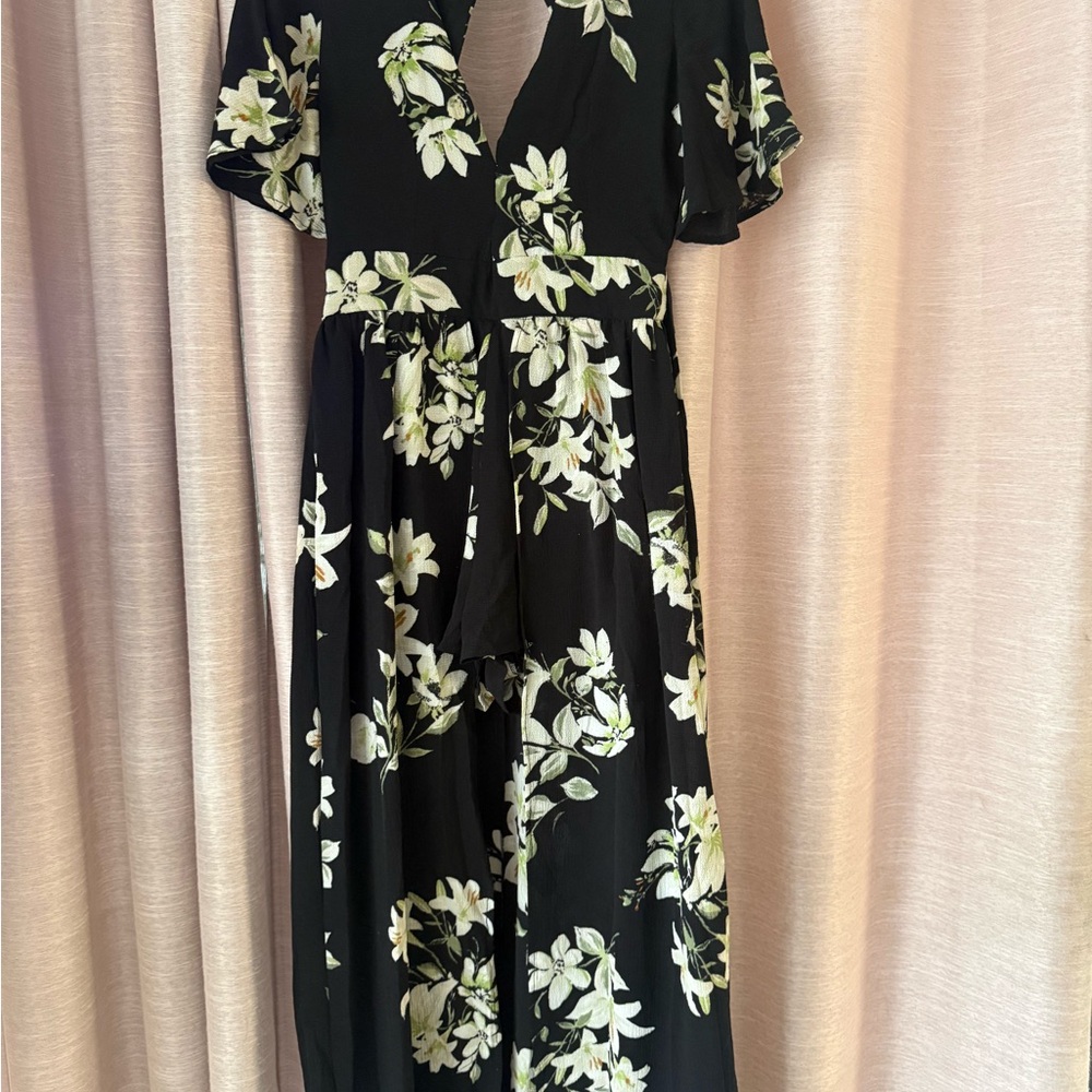 Socialite Black and Cream Floral Maxi Dress with shorts